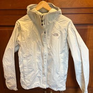 The North Face Womens M Raincoat Jacket White Hooded Hyvent Shell